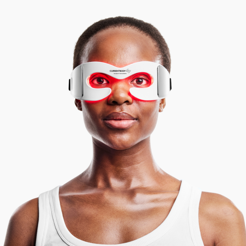 Woman wearing CurrentBody LED Eye Mask