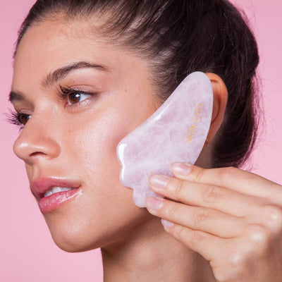 Herramienta de cuarzo rosa Gua Sha Skin Gym Sculpty