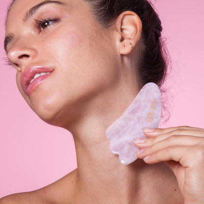 Herramienta de cuarzo rosa Gua Sha Skin Gym Sculpty